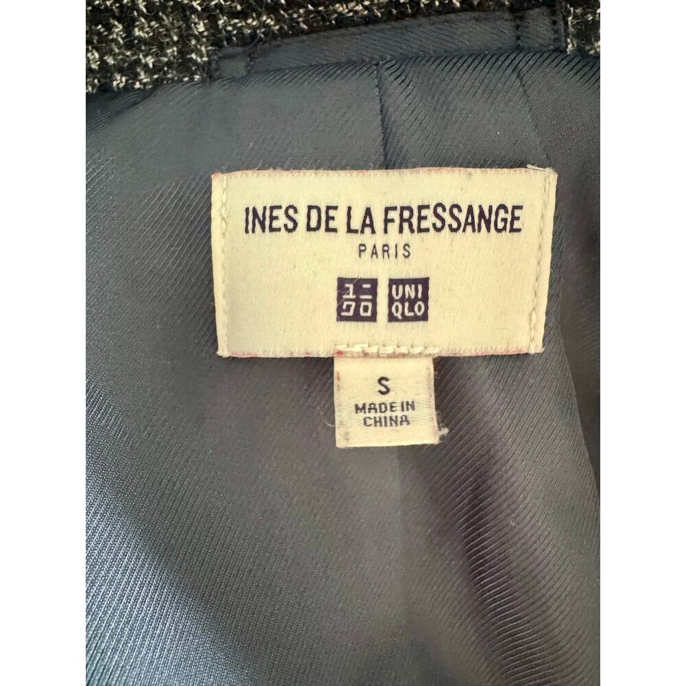 Uniqlo x Ines De La Fressange Tweed Plaid Blazer Wool Coquette Dark Gray S $130 - Picture 6 of 9